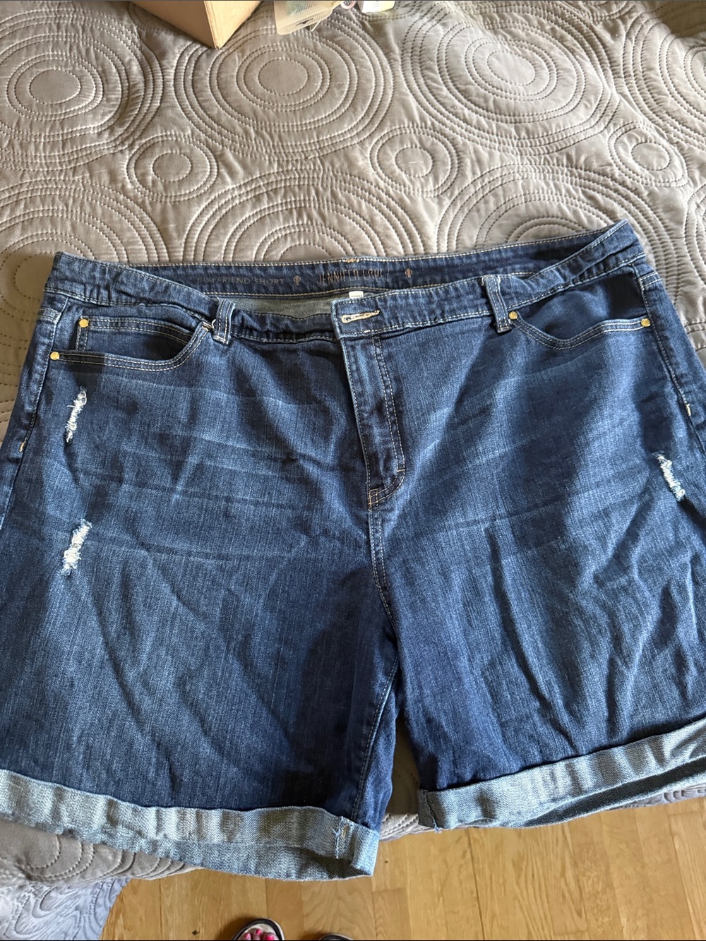 Women’s Dark Blue Denim Roll-Cuff Shorts